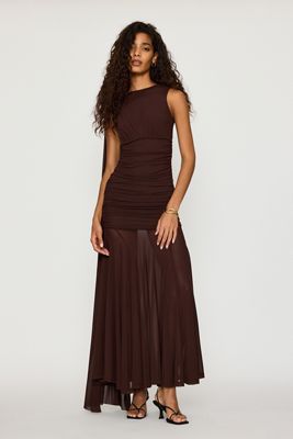 Bardot Alverie Draped Mesh Maxi Dress