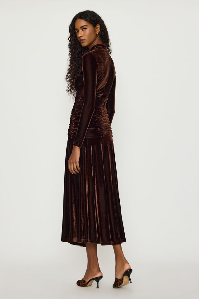 Bardot Abito Lungo Maxi in Velluto Korina a Maniche Lunghe #5