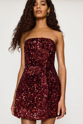 Mini-robe bustier à sequins Helene Bardot