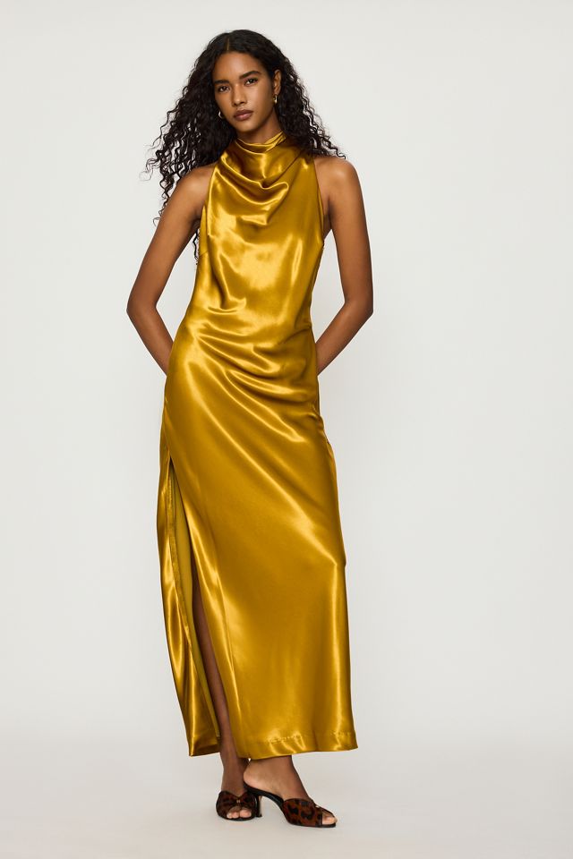 Robe longue en satin à col montant Thea Bardot #1