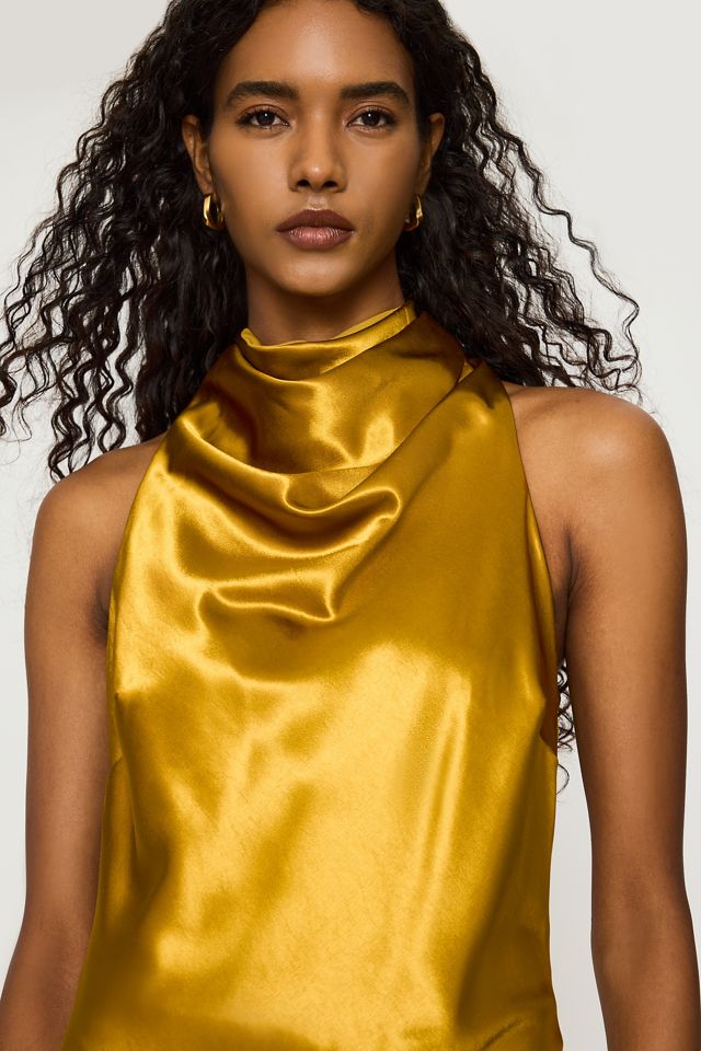 Robe longue en satin à col montant Thea Bardot #3