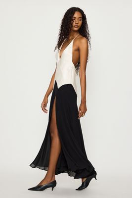 Vestido Maxi Renya con Contraste Bardot