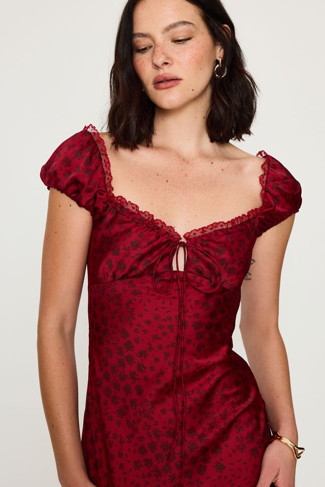 Robe longue à bretelles en satin floral Stasia Bardot #3