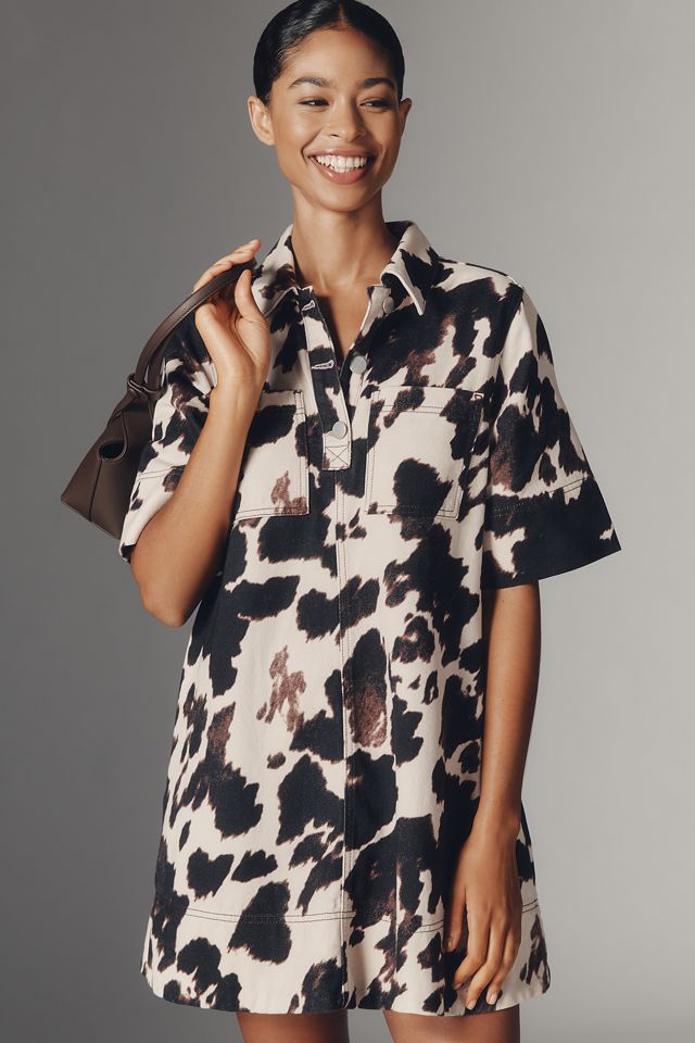 By Anthropologie Cow Print Mini Dress