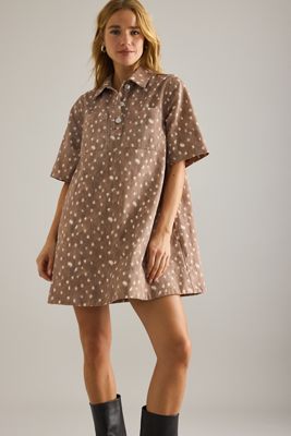 Robe mini en denim imprimé de cerfs By Anthropologie