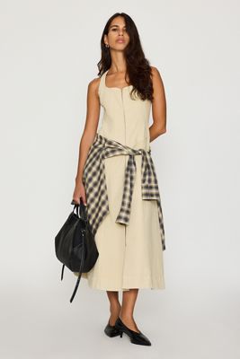 Pilcro Denim Zip-Front Midi Dress