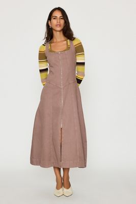 Pilcro Denim Zip-Front Midi Kleid