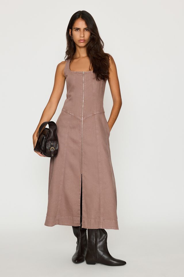 Abito Midi in Denim con Zip Frontale Pilcro #1