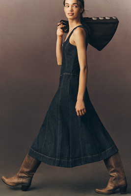 Pilcro Sleeveless Zip-Front Denim Midi Dress | Anthropologie