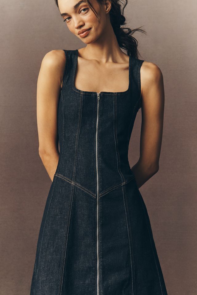 Pilcro Sleeveless Zip-Front Denim Midi Dress #1
