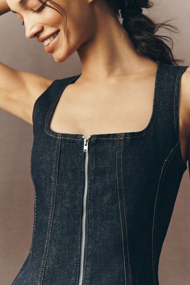 Pilcro Sleeveless Zip-Front Denim Midi Dress #3