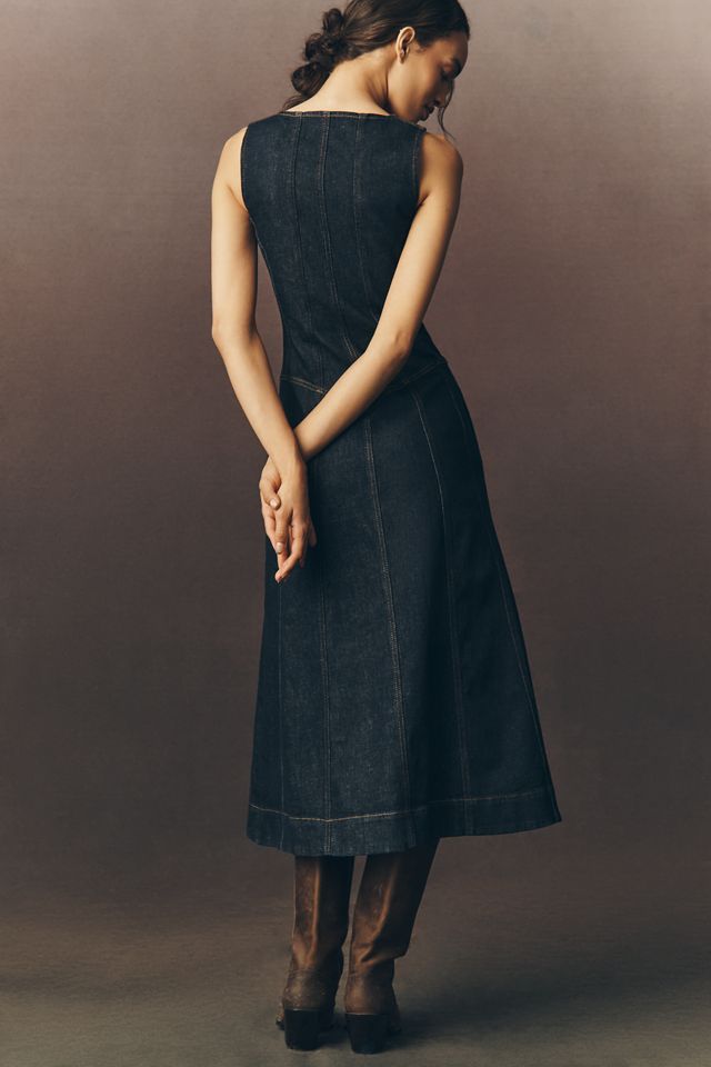 Pilcro Sleeveless Zip-Front Denim Midi Dress #4