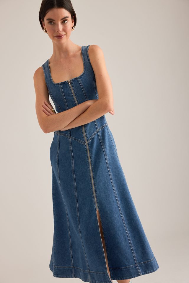 Pilcro Denim Zip-Front Midi Dress #4