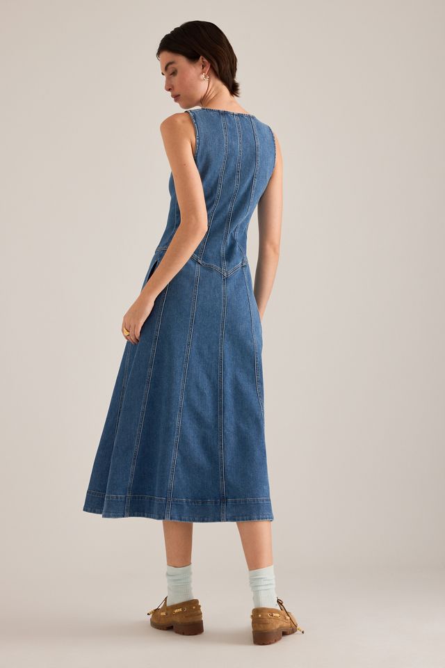 Pilcro Denim Zip-Front Midi Dress | Anthropologie UK