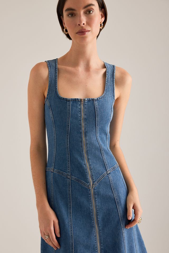Pilcro Denim Zip-Front Midi Dress | Anthropologie UK