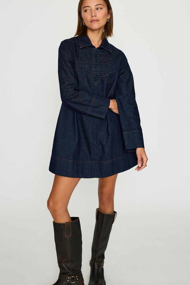 By Anthropologie Minikleid aus 100% Baumwoll-Denim mit Froschknöpfen #1