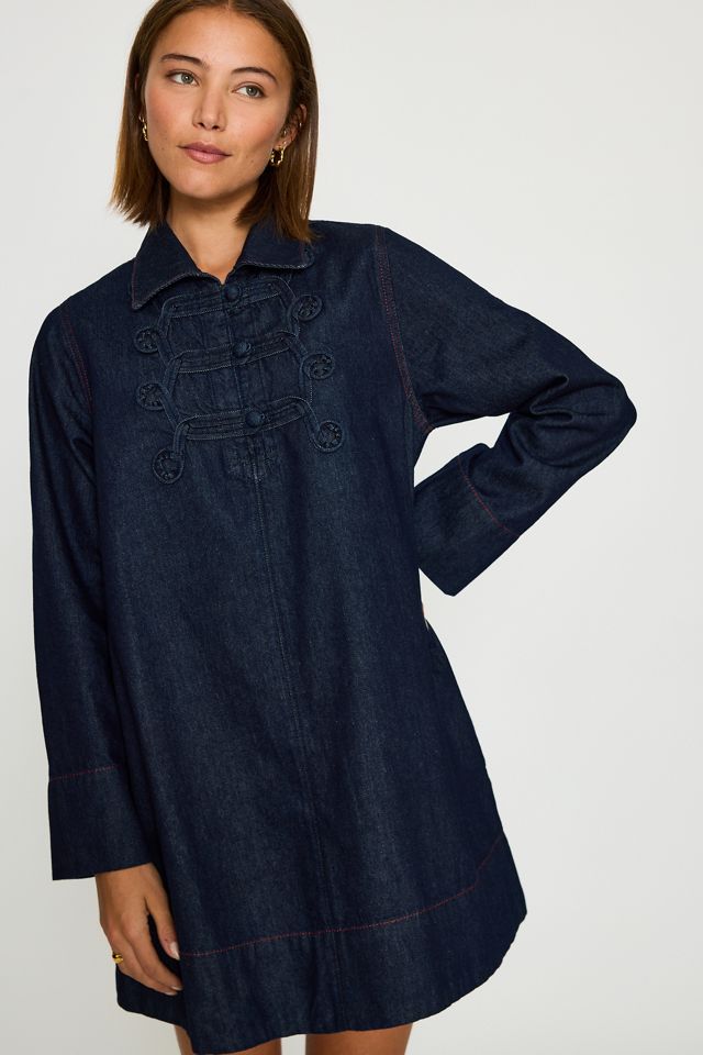 By Anthropologie Minikleid aus 100% Baumwoll-Denim mit Froschknöpfen #4