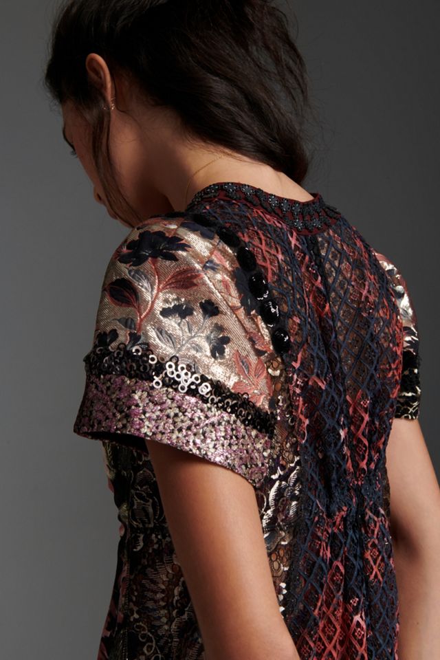 Byron Lars Sequined Metallic Lace Maxi Dress #2