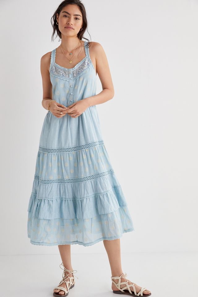 Pilcro Lace Tiered Midi Dress | Anthropologie