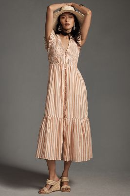 By Anthropologie The Peregrine Midi Dress In Brown