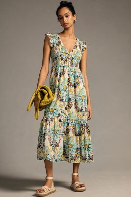 By Anthropologie The Peregrine Midi Dress In Green