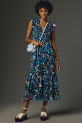 Shop By Anthropologie The Peregrine Midi Dress In Blue