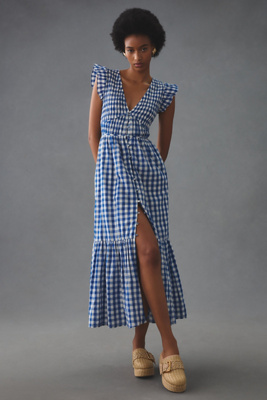 By Anthropologie The Peregrine Midi Dress In Blue