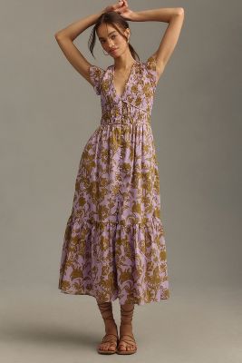 Shop By Anthropologie The Peregrine Midi Dress In Purple