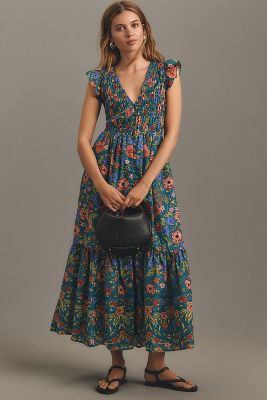 By Anthropologie The Peregrine Midi Dress In Blue