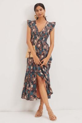 Anthropologie By  The Peregrine Midi Dress In Blue