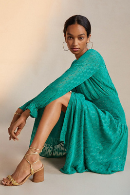 美品【定価2.8万】Anthropologie ダーシャスモックミディドレス 美品【定価2.8万】Anthropologie ダーシャスモックミディドレス