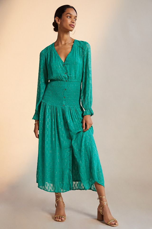 美品【定価2.8万】Anthropologie ダーシャスモックミディドレス 美品【定価2.8万】Anthropologie ダーシャスモックミディドレス