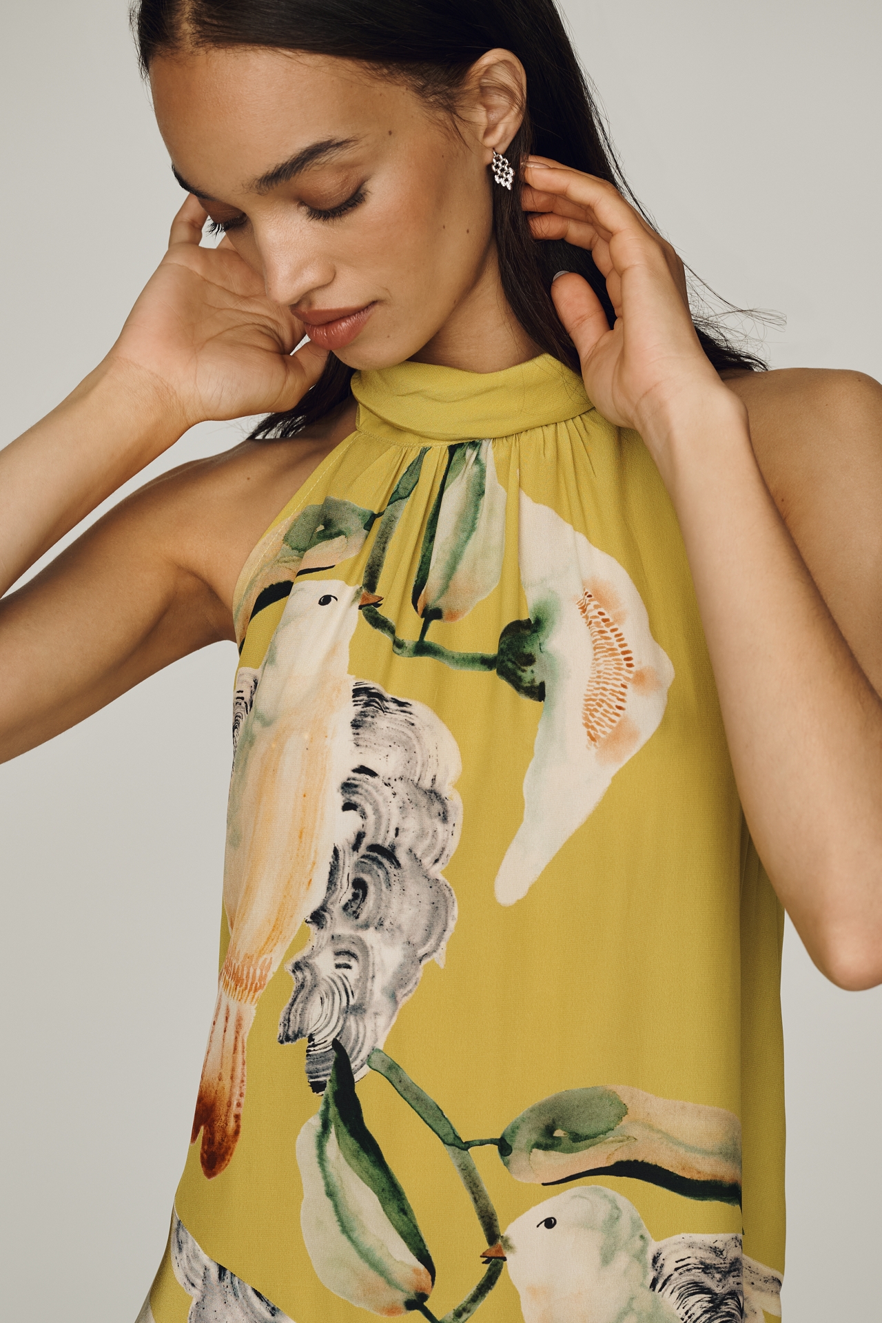 By Anthropologie Silk Halter Midi Dress