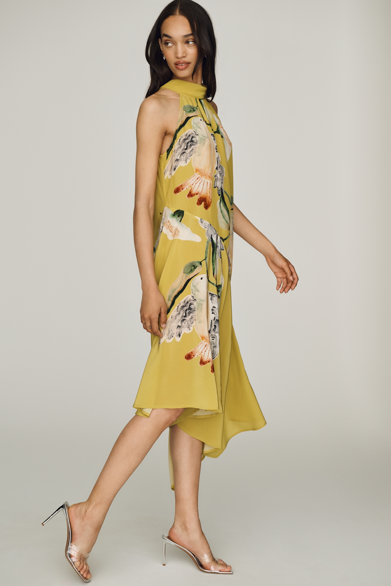 By Anthropologie Silk Halter Midi Dress