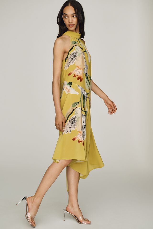 By Anthropologie Victoria Poveda Silk Halter Midi Dress #2