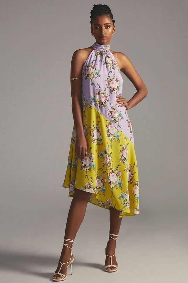 By Anthropologie Victoria Poveda Silk Halter Midi Dress #6
