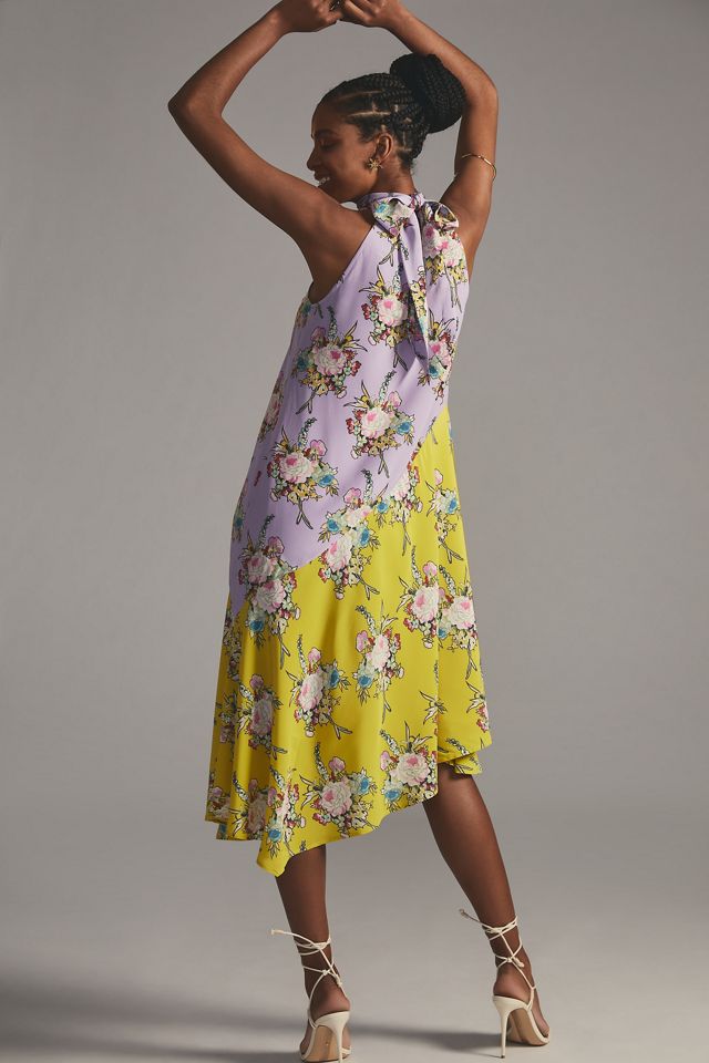 By Anthropologie Victoria Poveda Silk Halter Midi Dress #5