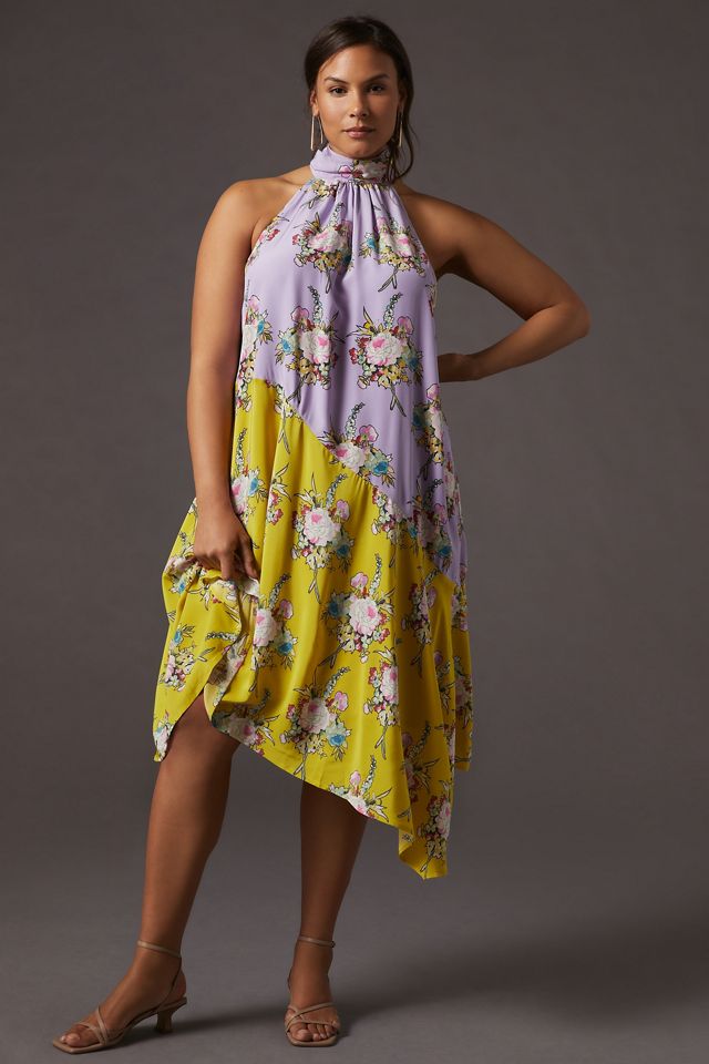 By Anthropologie Victoria Poveda Silk Halter Midi Dress #4