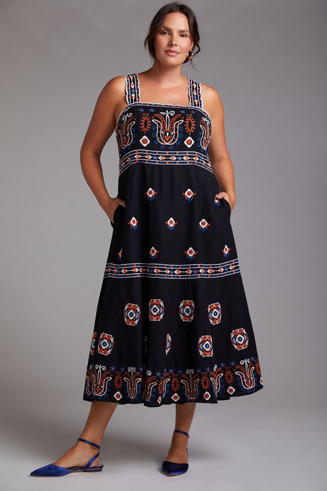 Embroidered Midi Dress | Anthropologie