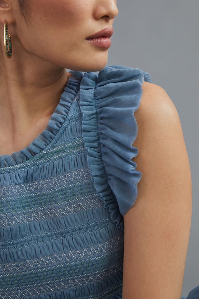 anthropologie smocked ruffle midi dress Smocked Ruffle Midi Dress