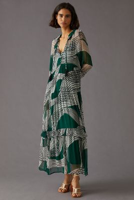 By Anthropologie The Marais Printed Chiffon Maxi Dress In Assorted