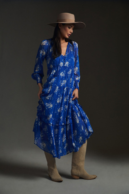Anthropologie The Marais Printed Chiffon Maxi Dress In Pink | ModeSens