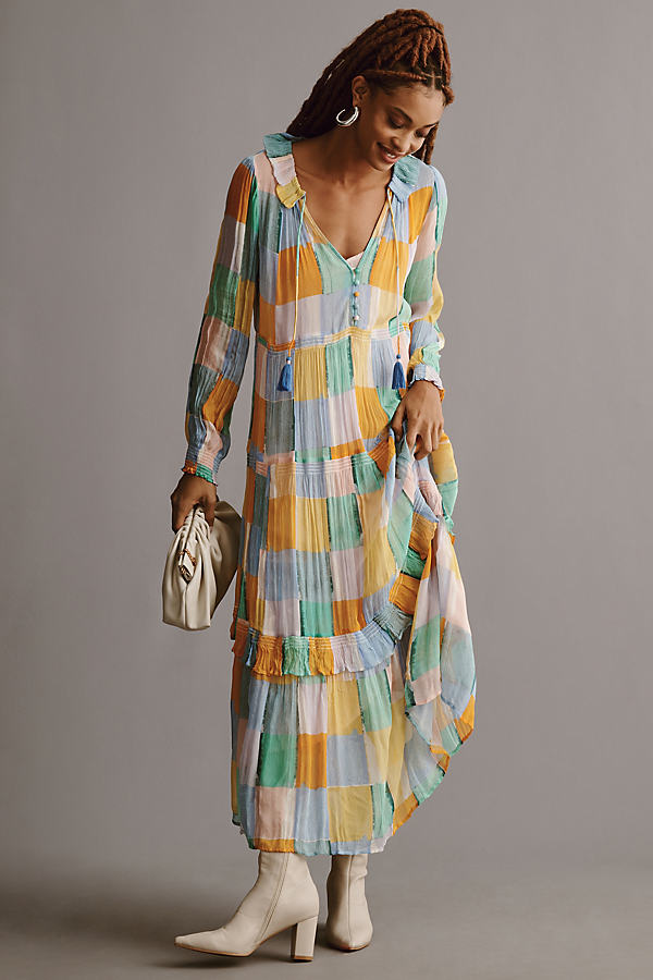 By Anthropologie The Marais Printed Chiffon Maxi Dress In Multicolor