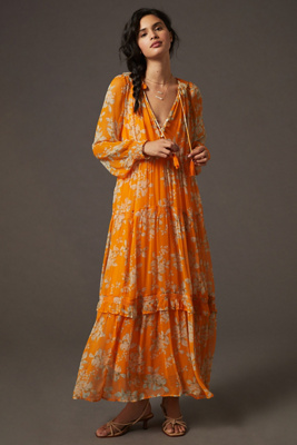 Anthropologie The Marais Printed Chiffon Maxi Dress In Assorted ModeSens