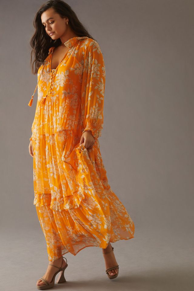 The Marais Printed Chiffon Maxi Dress | Anthropologie UK