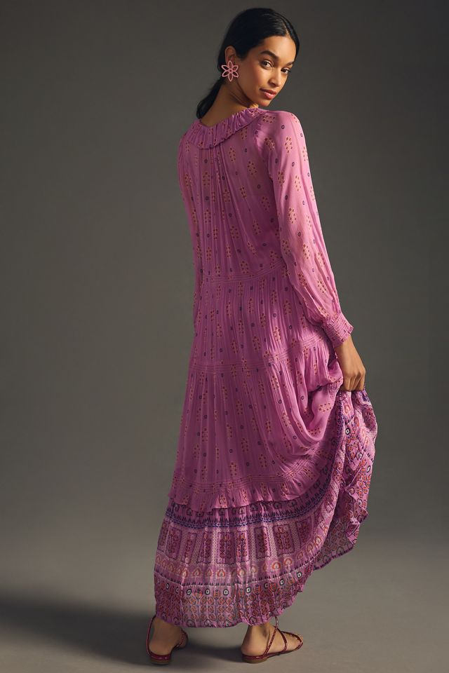 Midi Purple Chiffon Dress Long The Marais Printed Chiffon Maxi Dress  Anthropologie UK