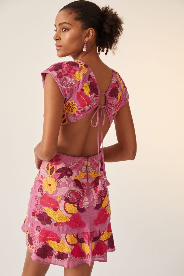 open lace back dress ANTHROPOLOGIE NEW EMBROIDERED DRESS main image 0