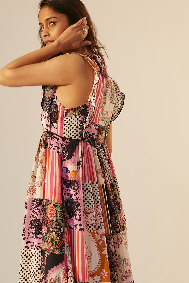white christmas dresses Sexy V-Neck Patchwork Chiffon Maxi Dress main image 1