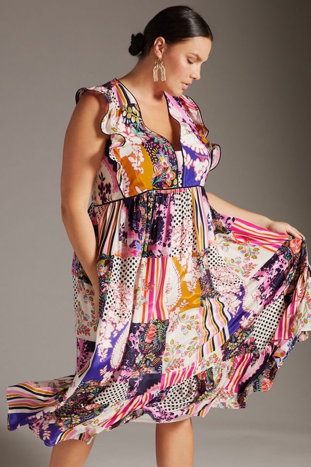 white christmas dresses Elegant Ruffled V-Neck Chiffon Patchwork Maxi Dress