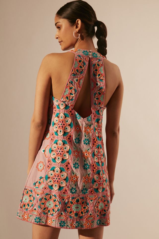 by anthropologie embroidered mini shift dress By Anthropologie Embroidered Mini Shift Dress